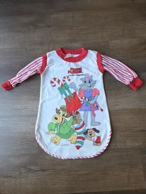 Vintage 1987 Pound Puppy Christmas Holiday Girls Nightgown Pajamas size 4T
